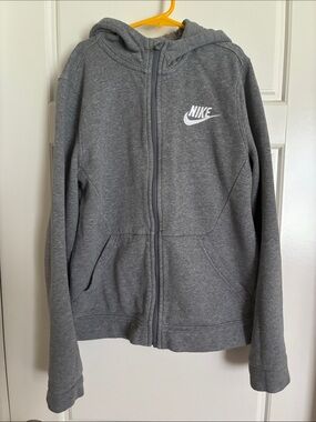Kids Nike Gray Hoodie with White Swoosh Tag